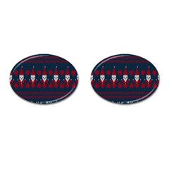 Christmas-seamless-knitted-pattern-background 003 Cufflinks (oval) by nate14shop