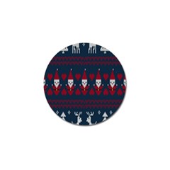 Christmas-seamless-knitted-pattern-background 003 Golf Ball Marker (4 Pack)