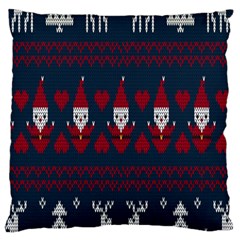 Christmas-seamless-knitted-pattern-background 003 Large Cushion Case (two Sides) by nate14shop