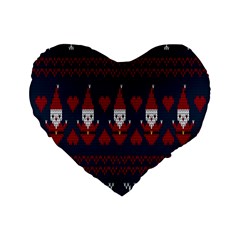 Christmas-seamless-knitted-pattern-background 003 Standard 16  Premium Heart Shape Cushions by nate14shop