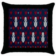 Christmas-seamless-knitted-pattern-background 004 Throw Pillow Case (black)