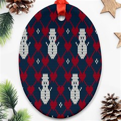 Christmas-seamless-knitted-pattern-background 004 Ornament (oval) by nate14shop