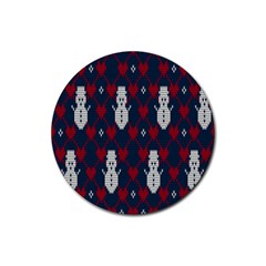 Christmas-seamless-knitted-pattern-background 004 Rubber Round Coaster (4 Pack) by nate14shop