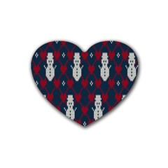 Christmas-seamless-knitted-pattern-background 004 Rubber Heart Coaster (4 Pack) by nate14shop