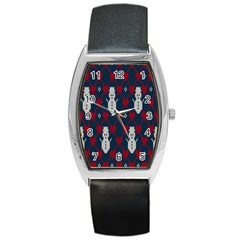 Christmas-seamless-knitted-pattern-background 004 Barrel Style Metal Watch by nate14shop