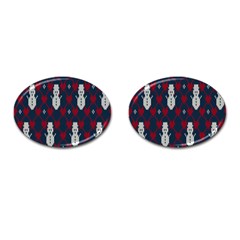 Christmas-seamless-knitted-pattern-background 004 Cufflinks (oval) by nate14shop