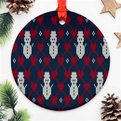 Christmas-seamless-knitted-pattern-background 004 Round Ornament (two Sides) by nate14shop