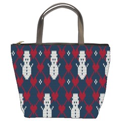 Christmas-seamless-knitted-pattern-background 004 Bucket Bag by nate14shop