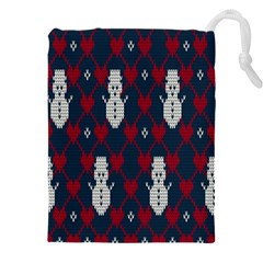 Christmas-seamless-knitted-pattern-background 004 Drawstring Pouch (4xl) by nate14shop