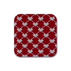 Christmas-seamless-knitted-pattern-background Rubber Square Coaster (4 Pack) by nate14shop