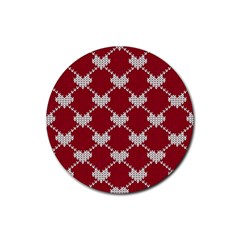 Christmas-seamless-knitted-pattern-background Rubber Coaster (round) by nate14shop