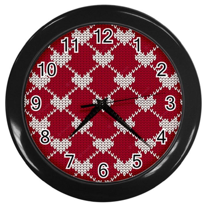 Christmas-seamless-knitted-pattern-background Wall Clock (Black)