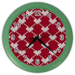 Christmas-seamless-knitted-pattern-background Color Wall Clock by nate14shop