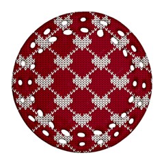 Christmas-seamless-knitted-pattern-background Ornament (round Filigree) by nate14shop