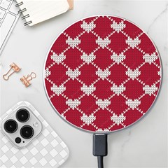 Christmas-seamless-knitted-pattern-background Wireless Charger by nate14shop