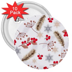 Christmas-seamless-pattern-with-fir-branches 3  Buttons (10 Pack)  by nate14shop