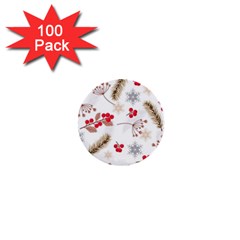 Christmas-seamless-pattern-with-fir-branches 1  Mini Buttons (100 Pack)  by nate14shop