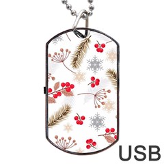 Christmas-seamless-pattern-with-fir-branches Dog Tag Usb Flash (one Side) by nate14shop