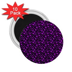 Small Bright Dayglo Purple Halloween Motifs Skulls, Spells & Cats On Spooky Black 2 25  Magnets (10 Pack)  by PodArtist