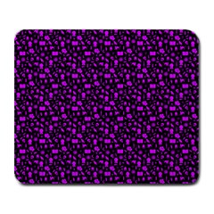 Small Bright Dayglo Purple Halloween Motifs Skulls, Spells & Cats On Spooky Black Large Mousepads by PodArtist