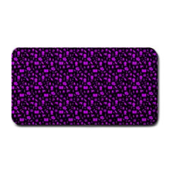 Small Bright Dayglo Purple Halloween Motifs Skulls, Spells & Cats On Spooky Black Medium Bar Mats by PodArtist