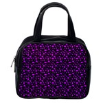 Small Bright Dayglo Purple Halloween Motifs Skulls, Spells & Cats On Spooky Black Classic Handbag (One Side) Front