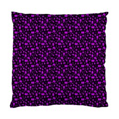 Small Bright Dayglo Purple Halloween Motifs Skulls, Spells & Cats On Spooky Black Standard Cushion Case (two Sides) by PodArtist