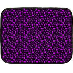 Small Bright Dayglo Purple Halloween Motifs Skulls, Spells & Cats On Spooky Black Fleece Blanket (mini) by PodArtist