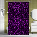 Small Bright Dayglo Purple Halloween Motifs Skulls, Spells & Cats On Spooky Black Shower Curtain 48  x 72  (Small)  Curtain(48  X 72 ) - 42.18 x64.8  Curtain(48  X 72 )