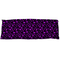 Small Bright Dayglo Purple Halloween Motifs Skulls, Spells & Cats On Spooky Black Body Pillow Case (dakimakura) by PodArtist