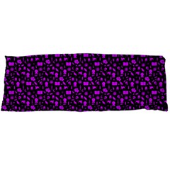 Small Bright Dayglo Purple Halloween Motifs Skulls, Spells & Cats On Spooky Black Body Pillow Case Dakimakura (two Sides) by PodArtist