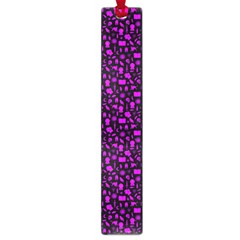 Small Bright Dayglo Purple Halloween Motifs Skulls, Spells & Cats On Spooky Black Large Book Marks by PodArtist