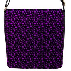 Small Bright Dayglo Purple Halloween Motifs Skulls, Spells & Cats On Spooky Black Flap Closure Messenger Bag (s) by PodArtist