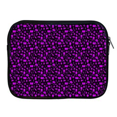 Small Bright Dayglo Purple Halloween Motifs Skulls, Spells & Cats On Spooky Black Apple Ipad 2/3/4 Zipper Cases by PodArtist