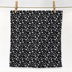 Small Bright White Halloween Motifs Skulls, Spells & Cats On Spooky Black  Face Towel