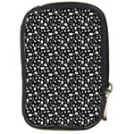 Small Bright White Halloween Motifs Skulls, Spells & Cats on Spooky Black  Compact Camera Leather Case Front