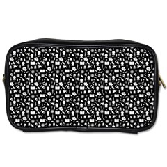 Small Bright White Halloween Motifs Skulls, Spells & Cats On Spooky Black  Toiletries Bag (one Side)