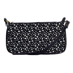 Small Bright White Halloween Motifs Skulls, Spells & Cats On Spooky Black  Shoulder Clutch Bag