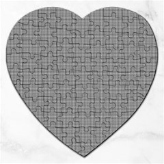 Small Soot Black And White Handpainted Houndstooth Check Watercolor Pattern Jigsaw Puzzle (heart) by PodArtist