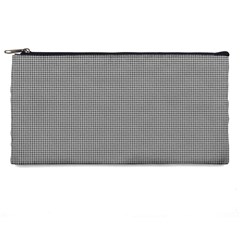 Small Soot Black And White Handpainted Houndstooth Check Watercolor Pattern Pencil Case by PodArtist