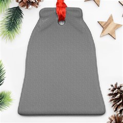 Small Soot Black And White Handpainted Houndstooth Check Watercolor Pattern Bell Ornament (two Sides)