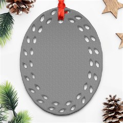 Small Soot Black And White Handpainted Houndstooth Check Watercolor Pattern Ornament (oval Filigree)