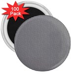 Soot Black and White Handpainted Houndstooth Check Watercolor Pattern 3  Magnets (100 pack) Front