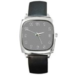 Soot Black and White Handpainted Houndstooth Check Watercolor Pattern Square Metal Watch Front