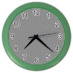 Soot Black And White Handpainted Houndstooth Check Watercolor Pattern Color Wall Clock by PodArtist