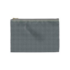 Soot Black And White Handpainted Houndstooth Check Watercolor Pattern Cosmetic Bag (medium)