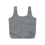 Soot Black and White Handpainted Houndstooth Check Watercolor Pattern Full Print Recycle Bag (S) Back