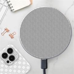 Soot Black And White Handpainted Houndstooth Check Watercolor Pattern Wireless Charger by PodArtist