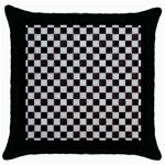 Large Black and White Watercolored Checkerboard Chess Throw Pillow Case (Black) Front