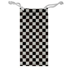 Large Black And White Watercolored Checkerboard Chess Jewelry Bag by PodArtist